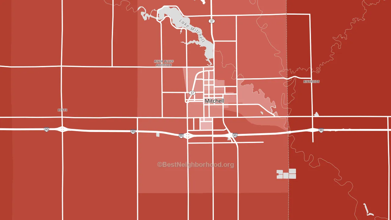 Davison County, SD block-group political-lean map