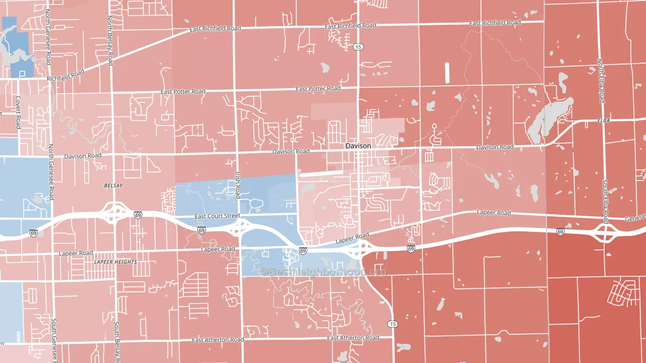 Davison, MI block-group political-lean map