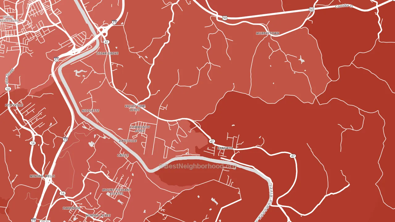 Davisville, WV block-group political-lean map