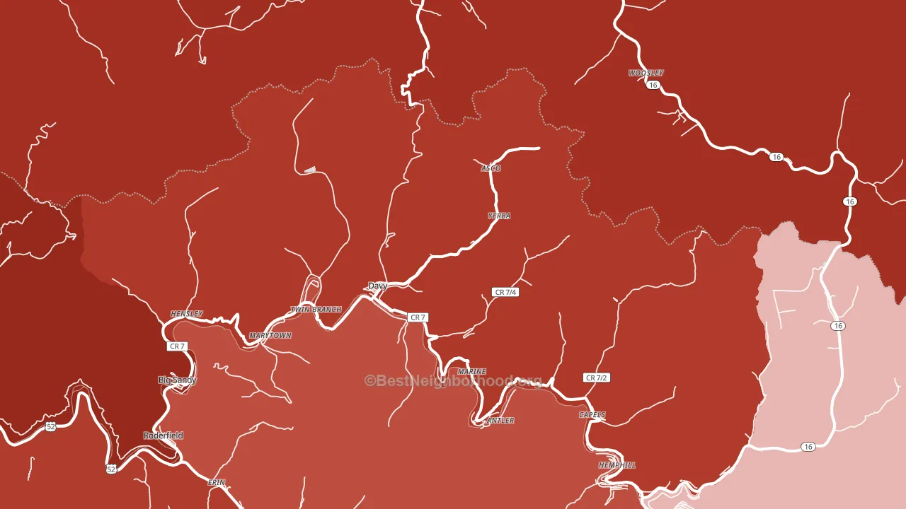 Davy, WV block-group political-lean map