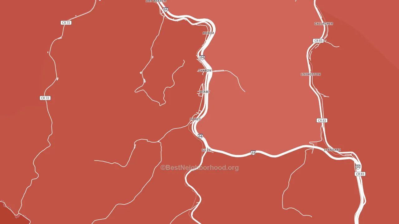 Dawes, WV block-group political-lean map
