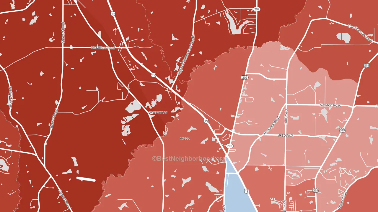 Dawesville, GA block-group political-lean map