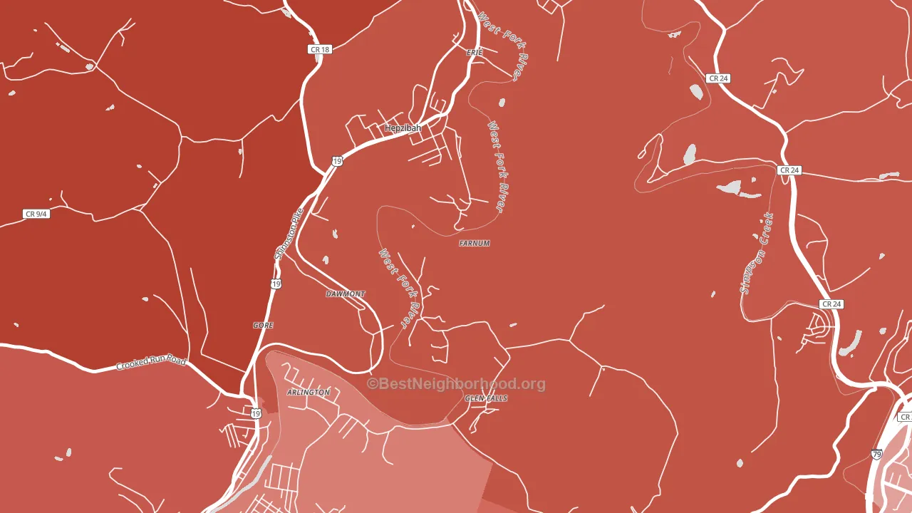 Dawmont, WV block-group political-lean map