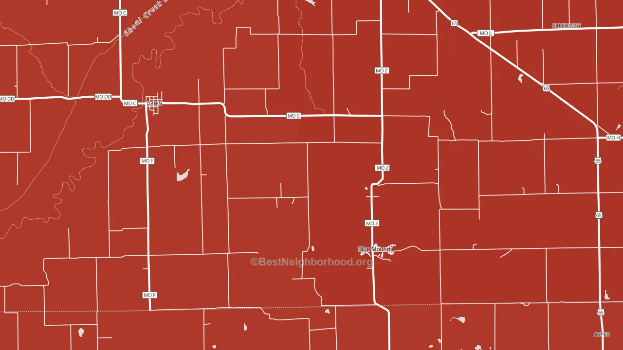 Dawn, MO block-group political-lean map
