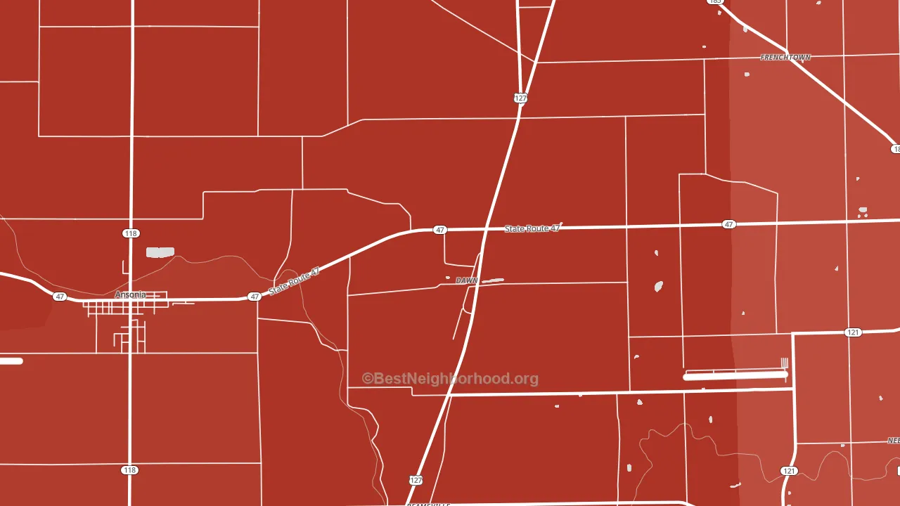 Dawn, OH block-group political-lean map