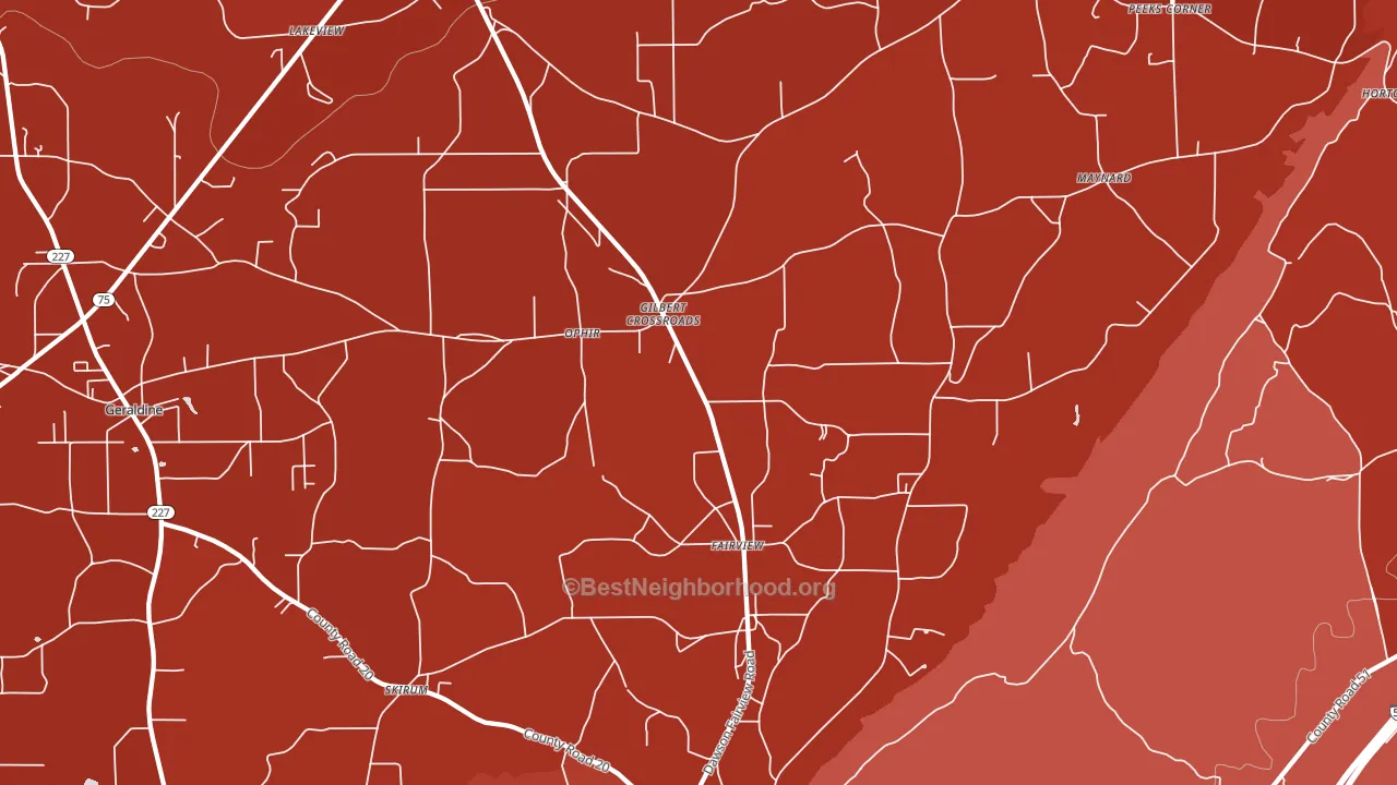 Dawson, AL block-group political-lean map