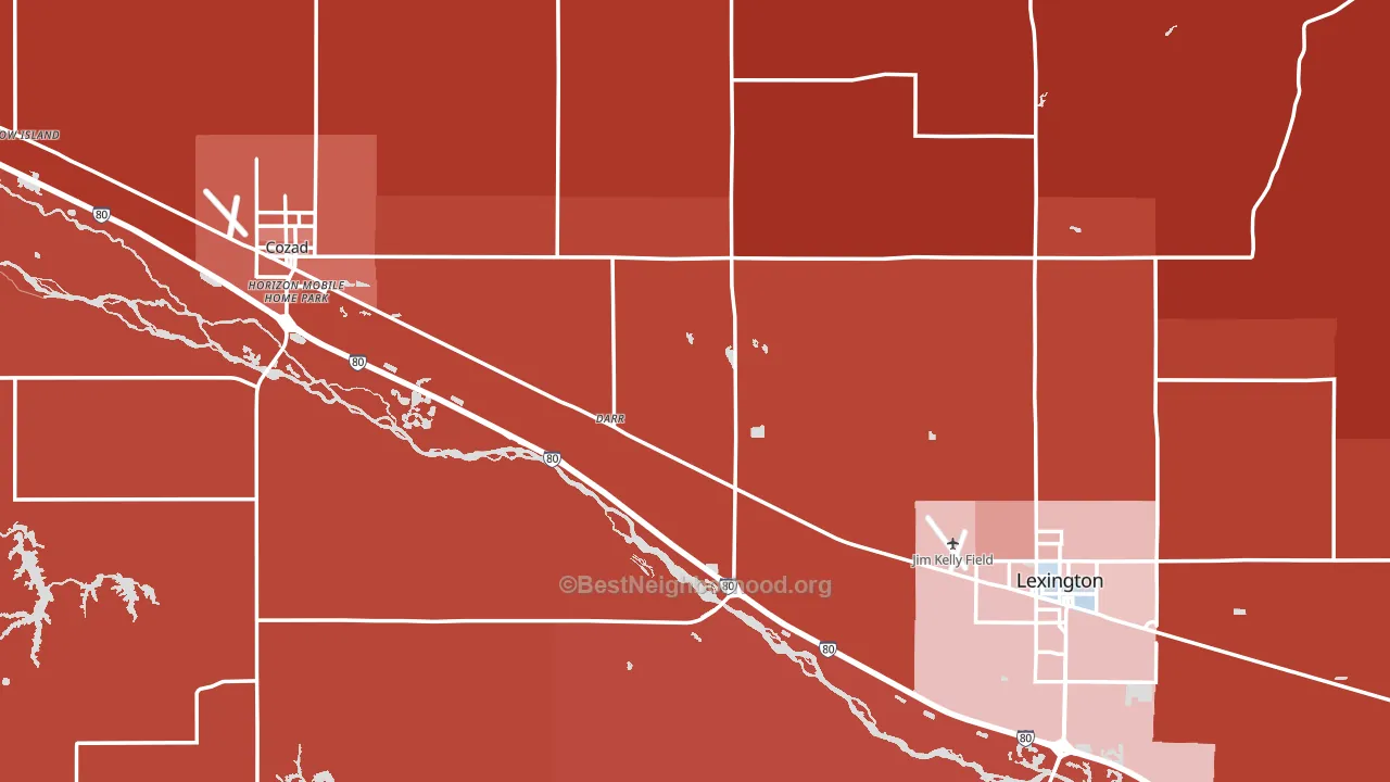 Dawson County, NE block-group political-lean map