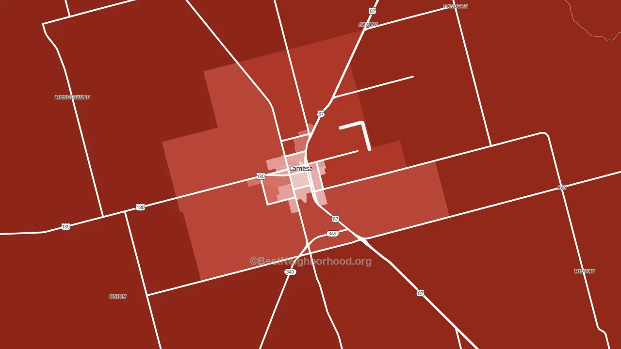 Dawson County, TX block-group political-lean map