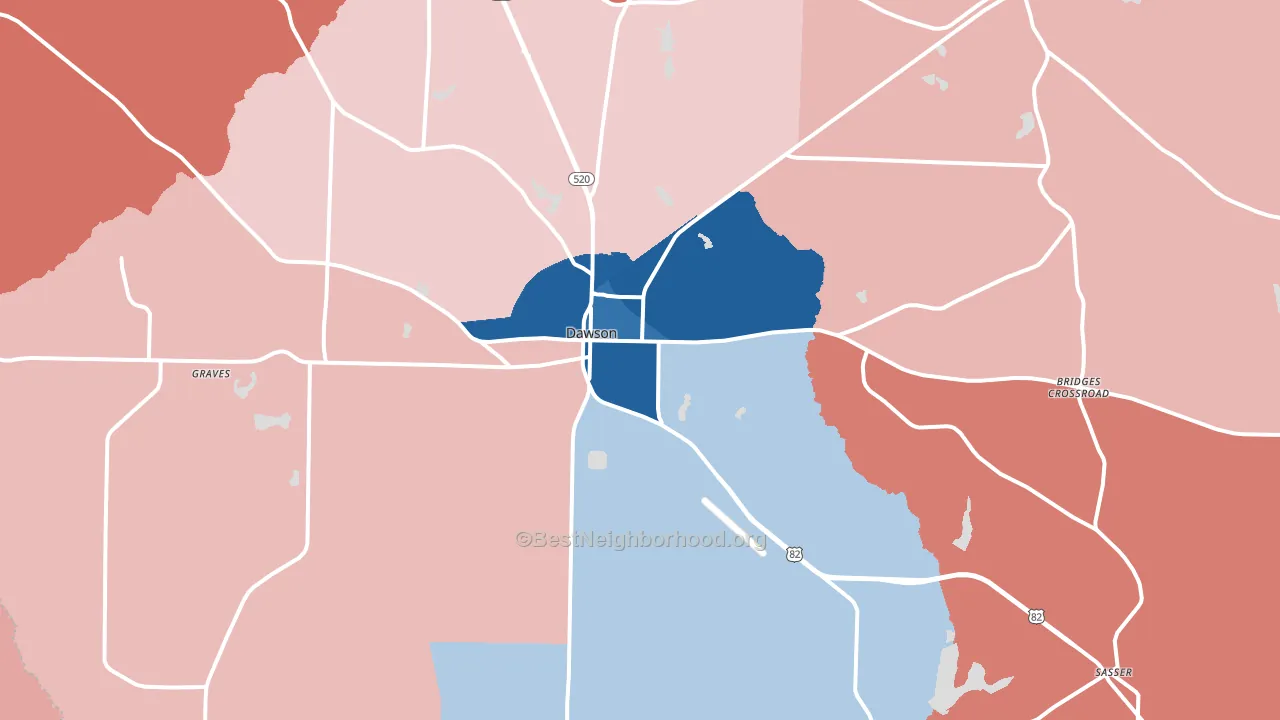 Dawson, GA block-group political-lean map