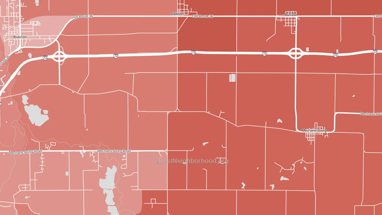 Dawson, IL block-group political-lean map
