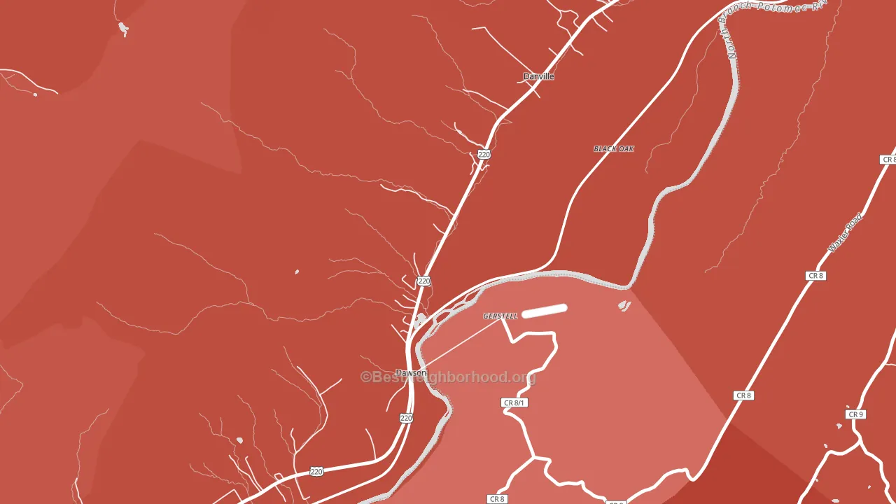 Dawson, MD block-group political-lean map