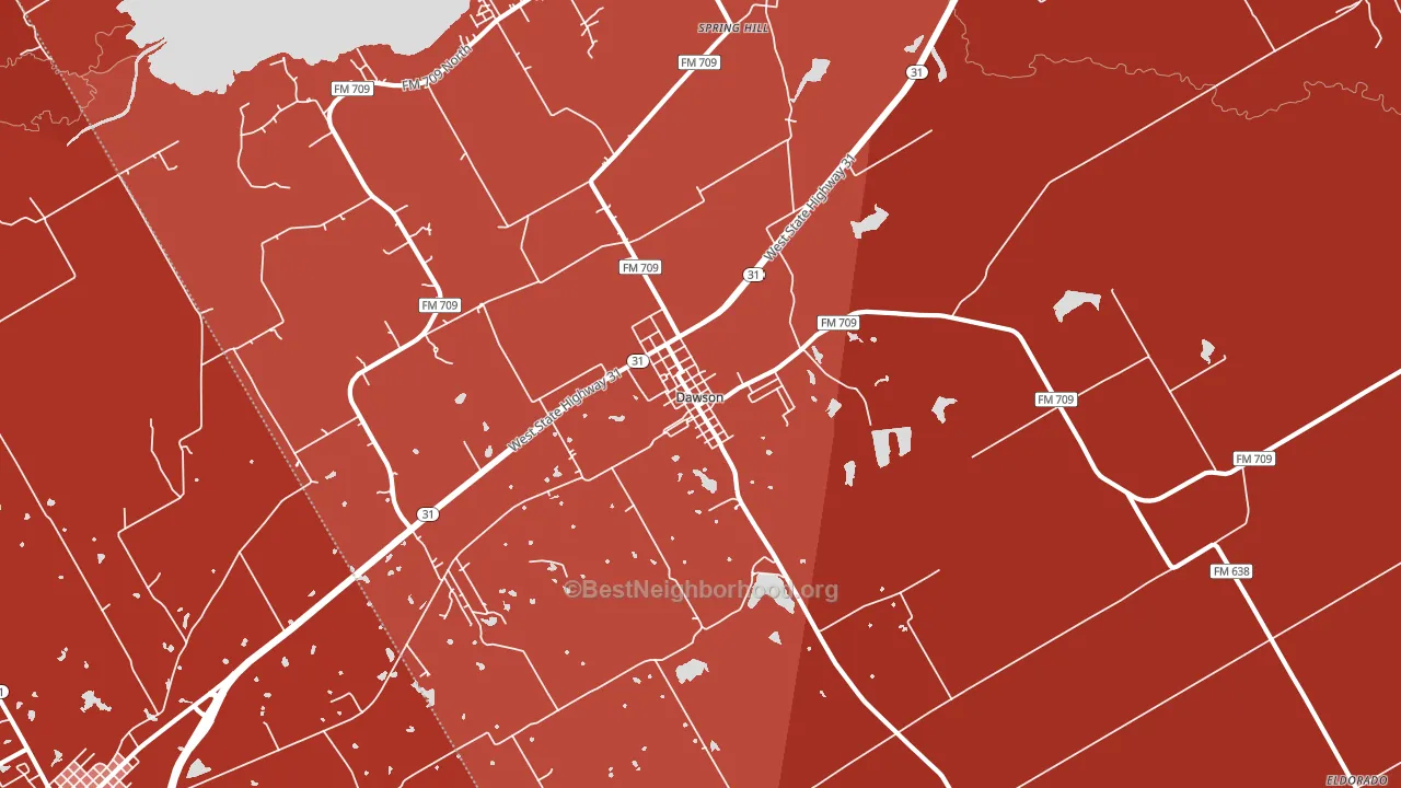 Dawson, TX block-group political-lean map