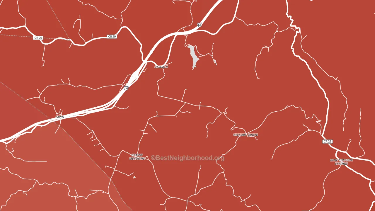 Dawson, WV block-group political-lean map