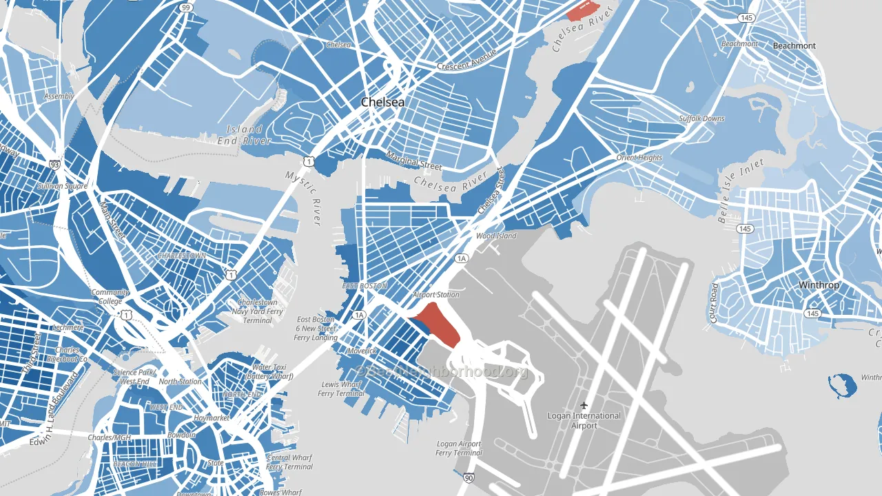 Day Square, Boston, MA block-group political-lean map