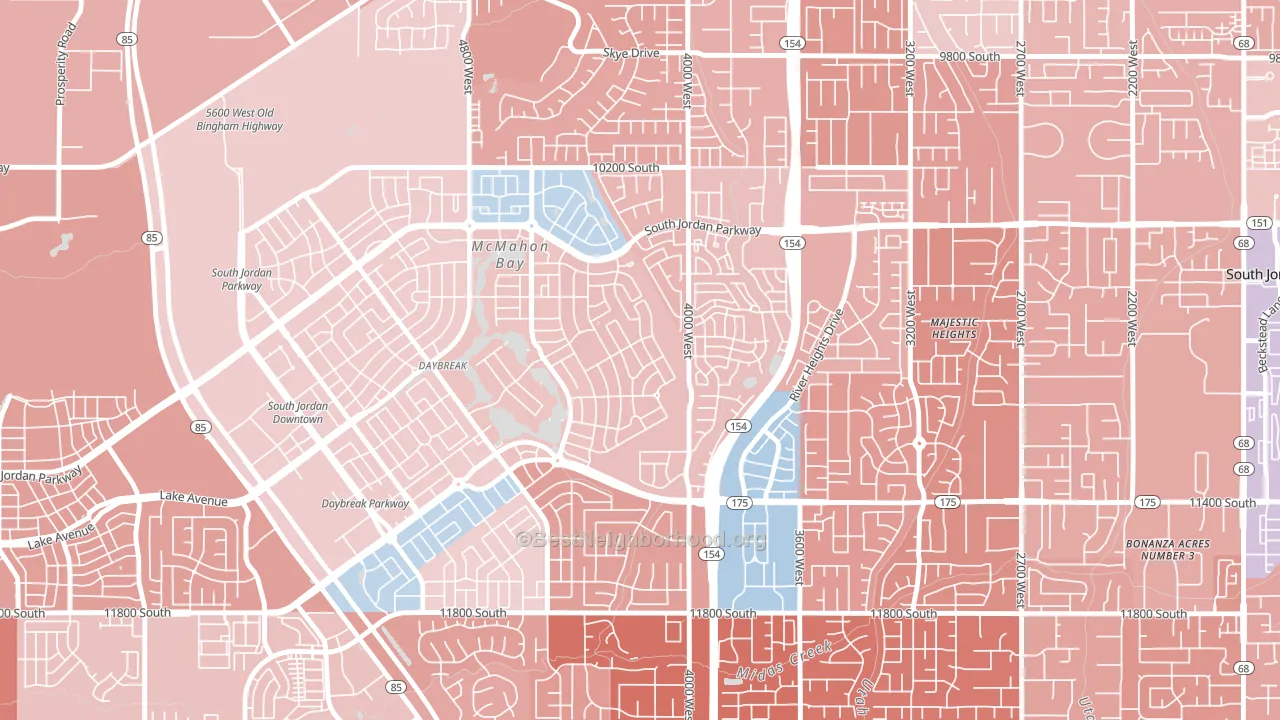 Daybreak, South Jordan, UT block-group political-lean map