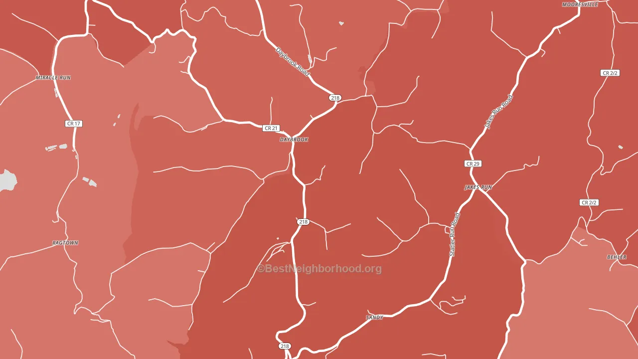 Daybrook, WV block-group political-lean map