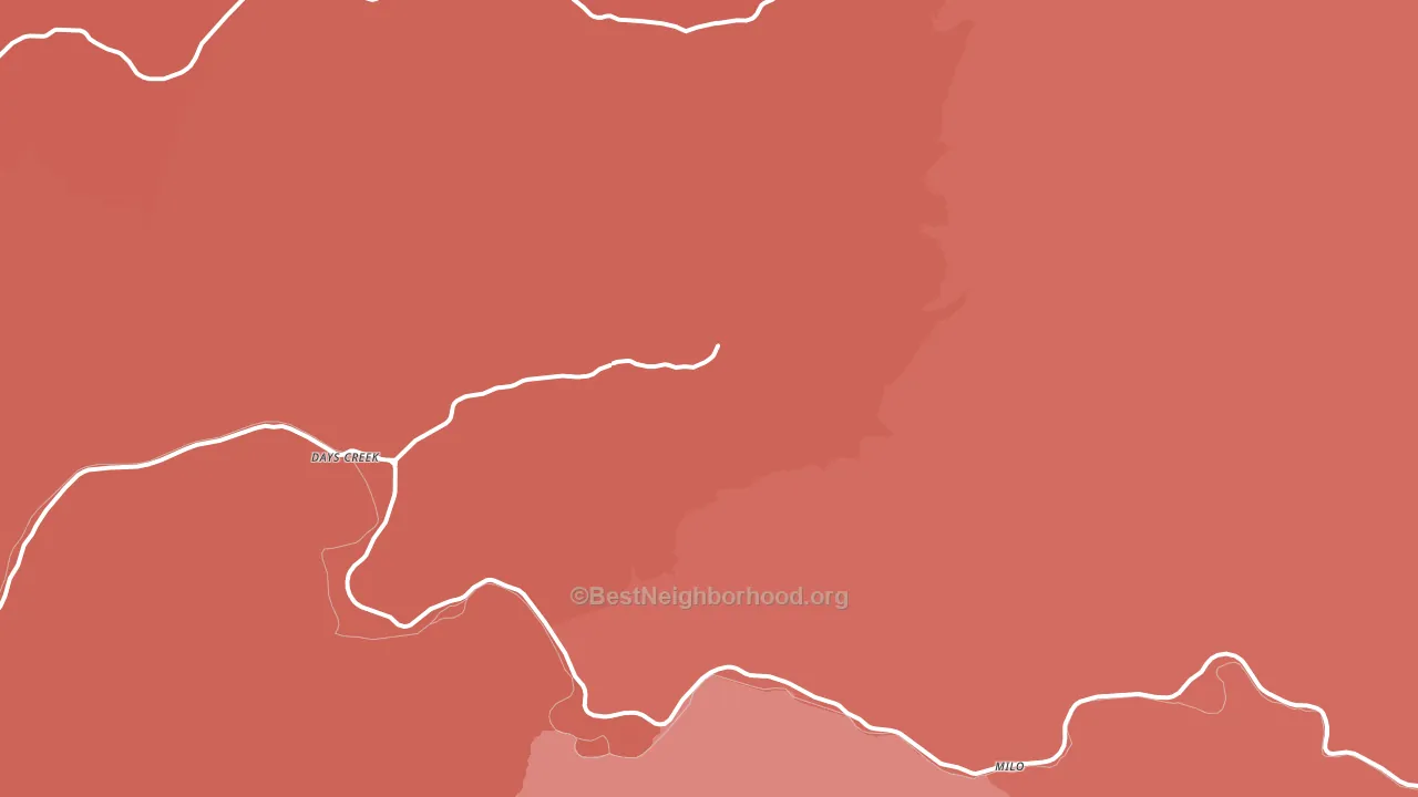 Days Creek, OR block-group political-lean map