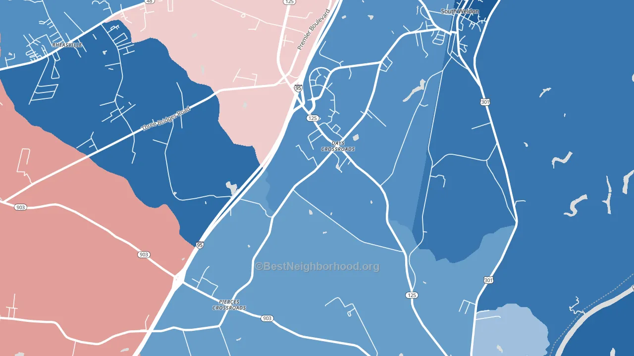 Days Crossroads, NC block-group political-lean map