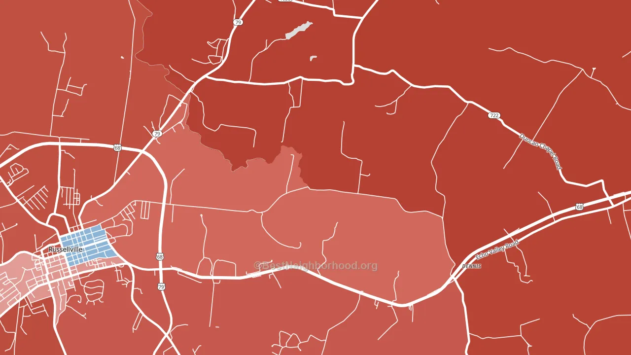 Daysville, KY block-group political-lean map