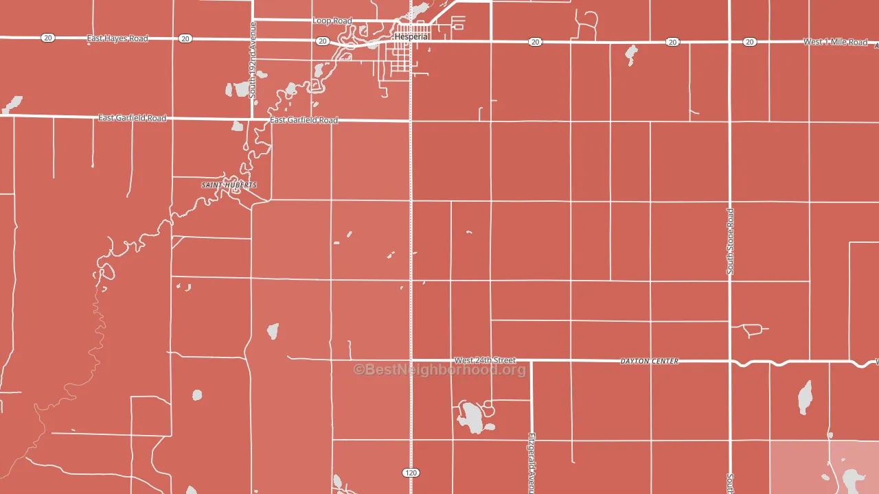 Dayton Center, MI block-group political-lean map