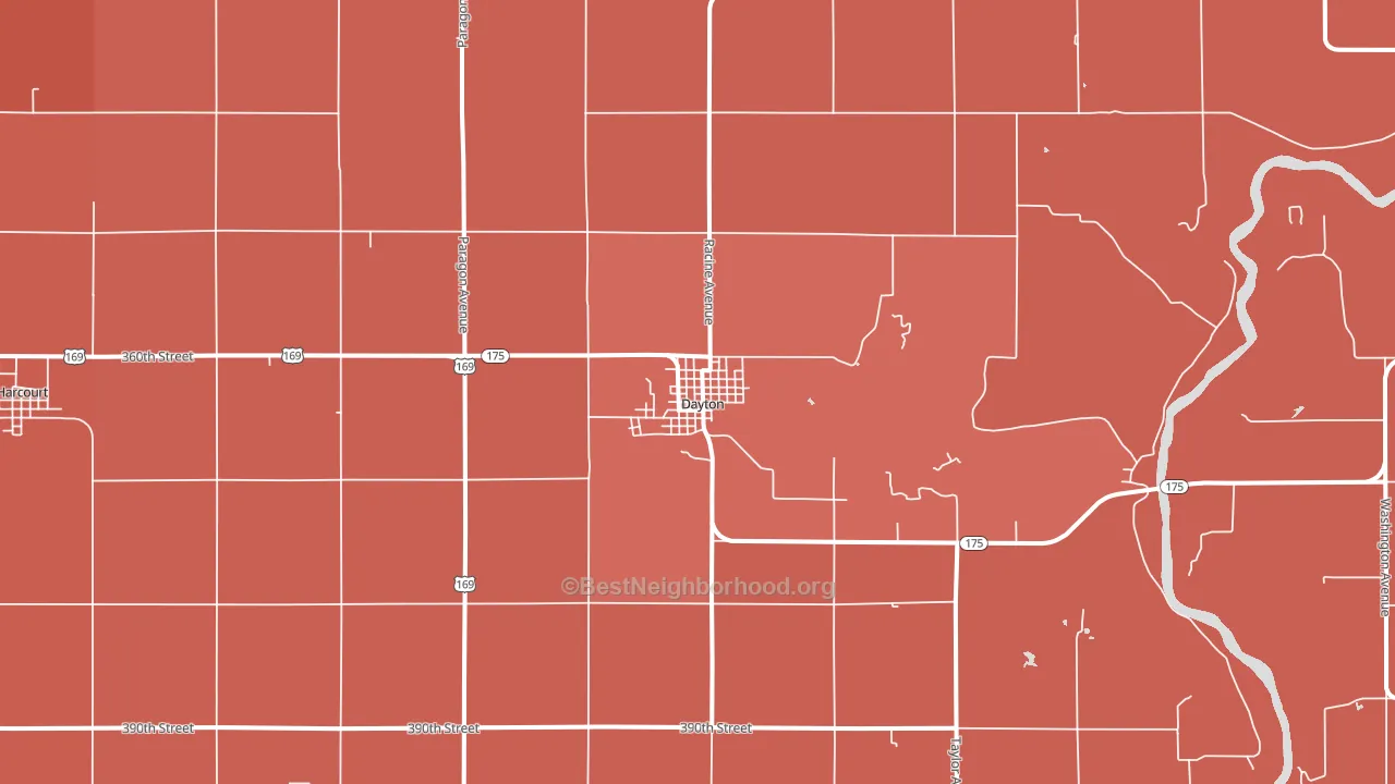 Dayton, IA block-group political-lean map