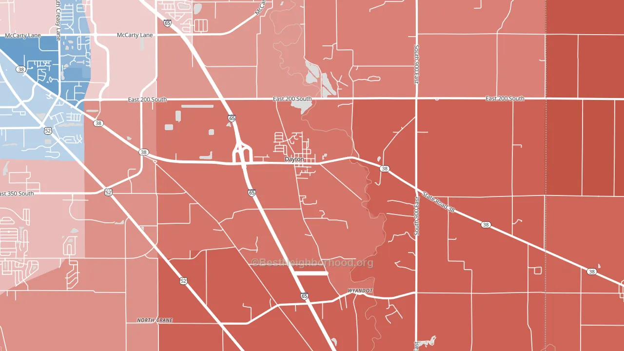 Dayton, IN block-group political-lean map