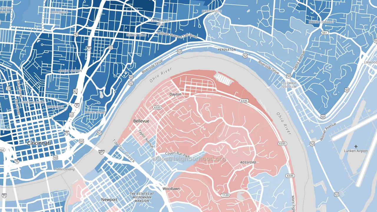 Dayton, KY block-group political-lean map