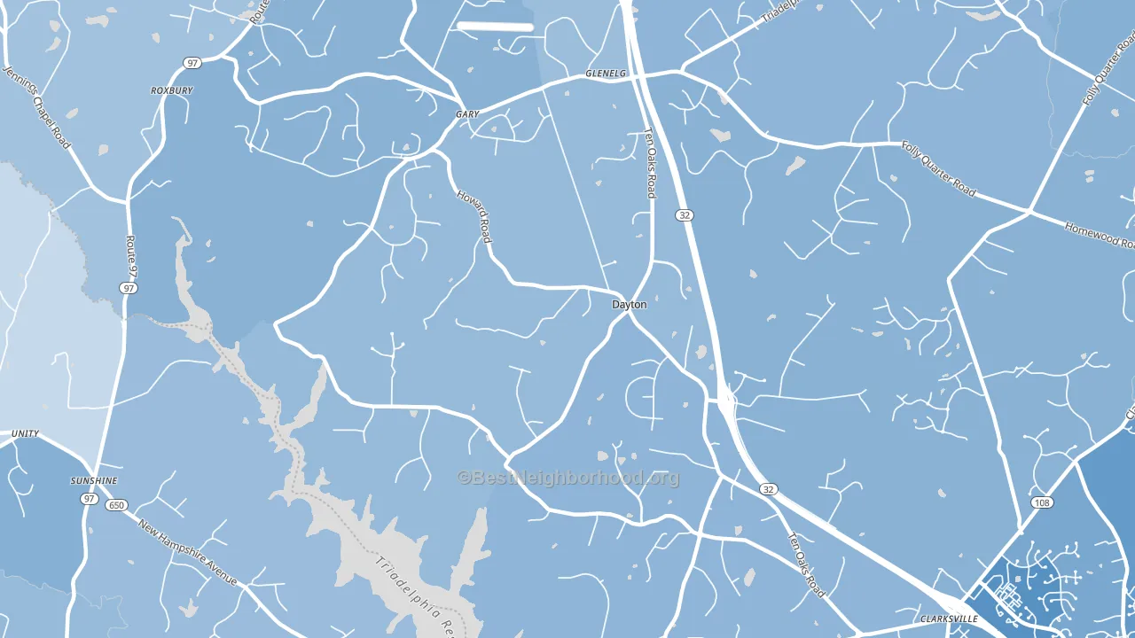 Dayton, MD block-group political-lean map