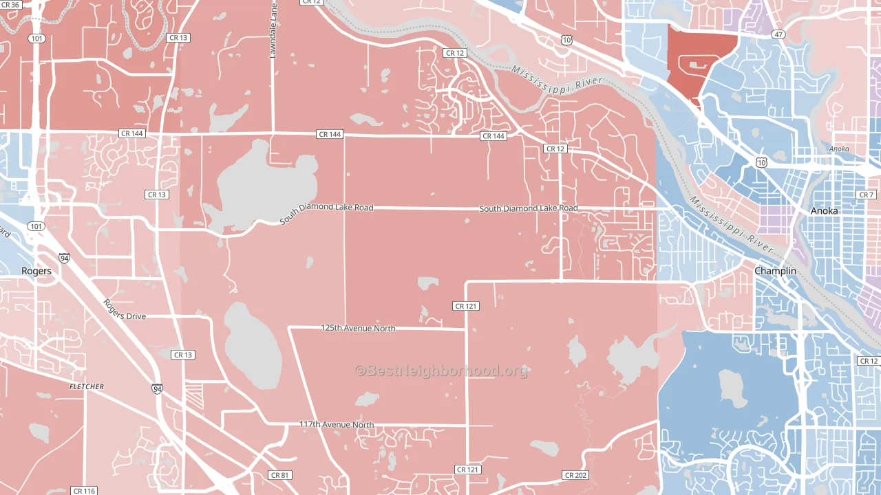 Dayton, MN block-group political-lean map