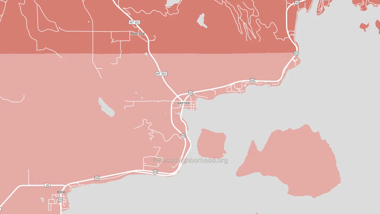 Dayton, MT block-group political-lean map