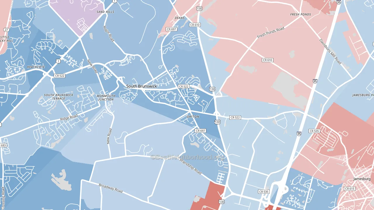 Dayton, NJ block-group political-lean map