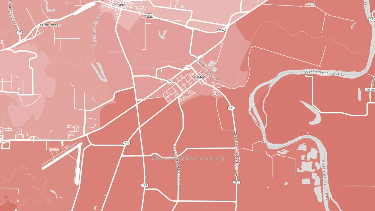 Dayton, OR block-group political-lean map