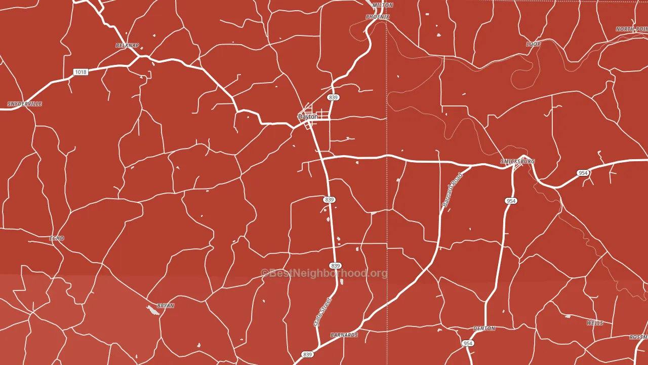 Dayton, PA block-group political-lean map