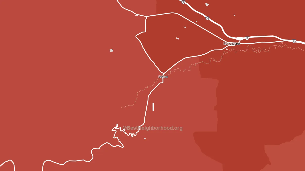 Dayton, WY block-group political-lean map