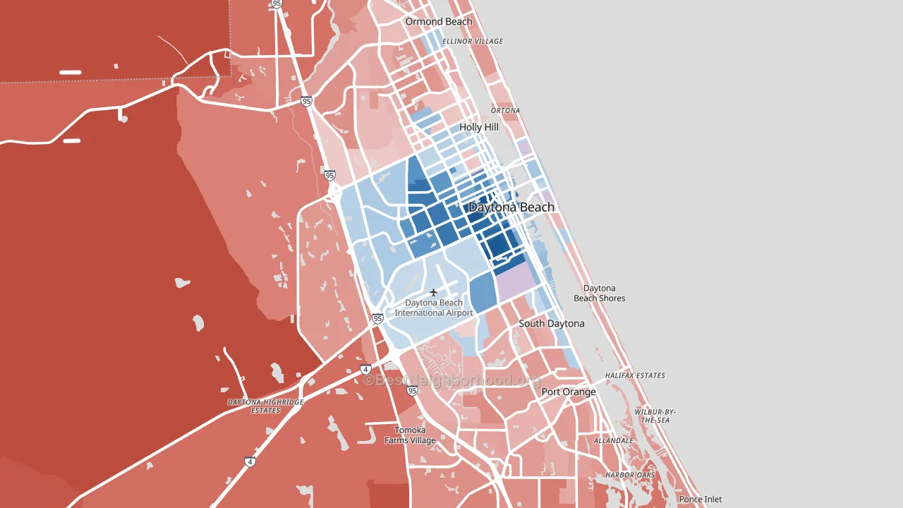 Daytona Beach, FL block-group political-lean map