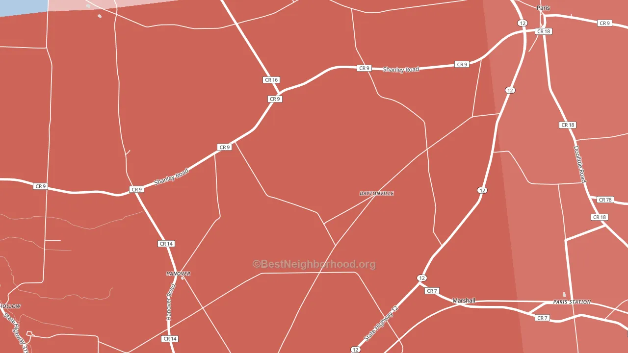 Daytonville, NY block-group political-lean map