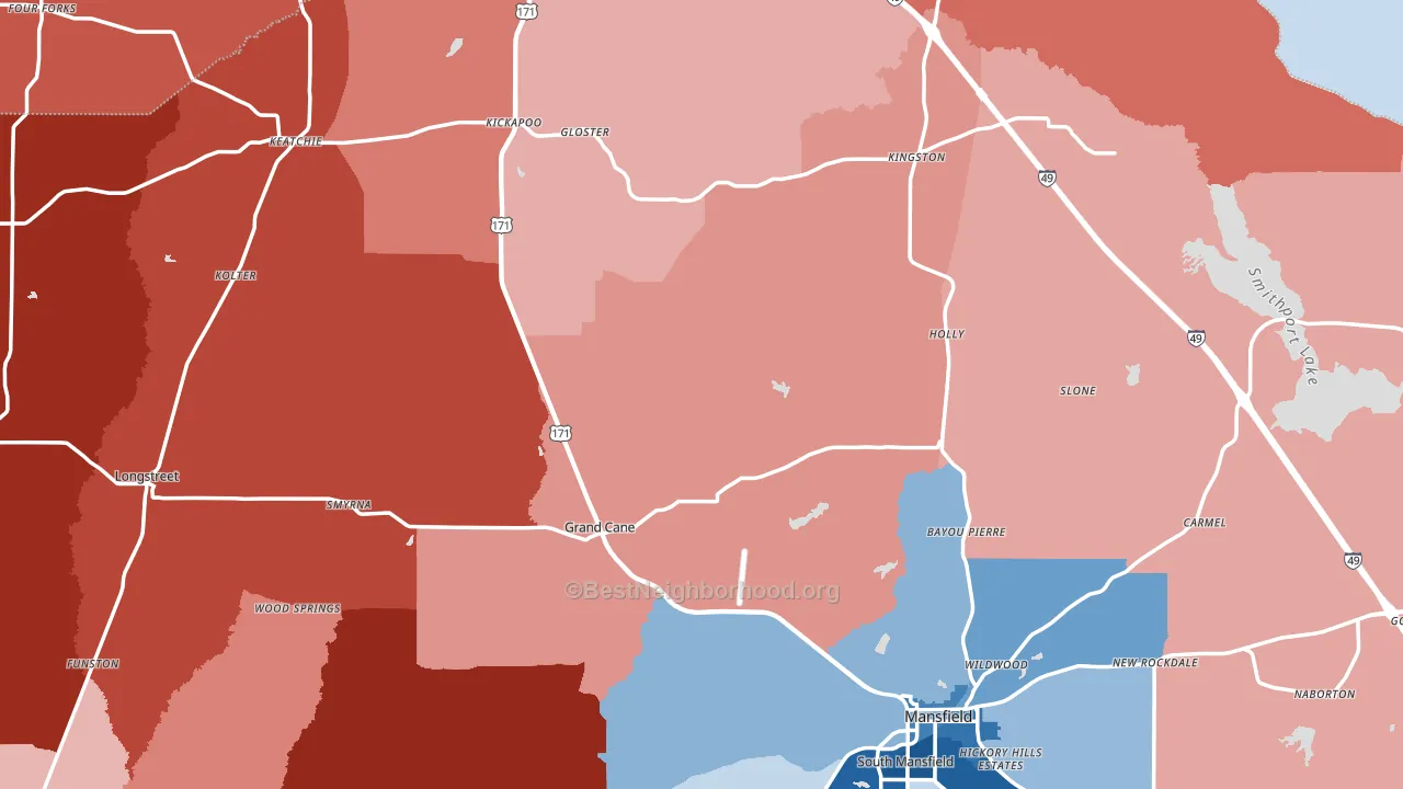 De Soto Parish, LA block-group political-lean map