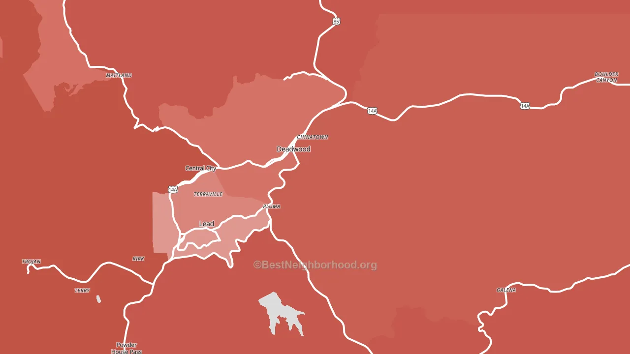 Deadwood, SD block-group political-lean map