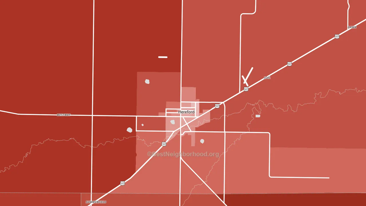 Deaf Smith County, TX block-group political-lean map