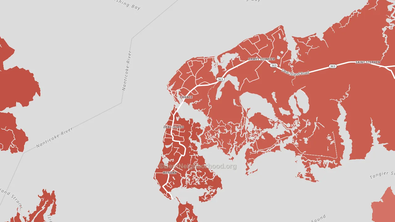 Deal Island, MD block-group political-lean map