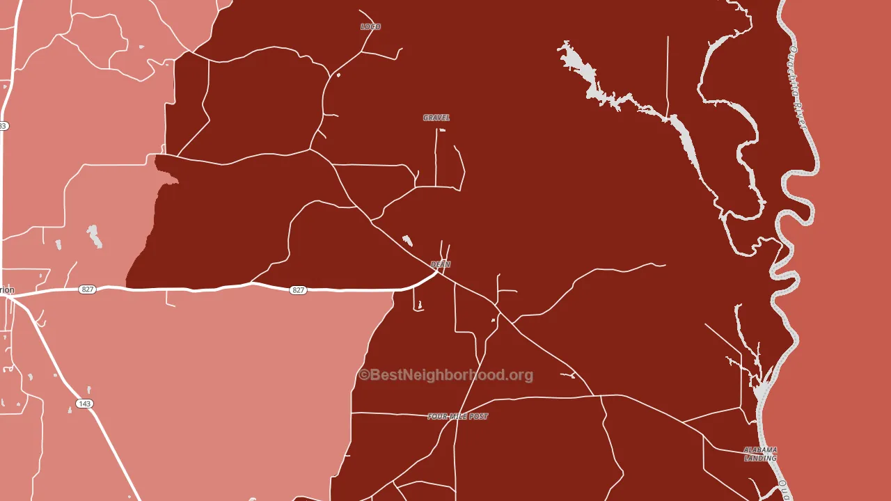 Dean, LA block-group political-lean map