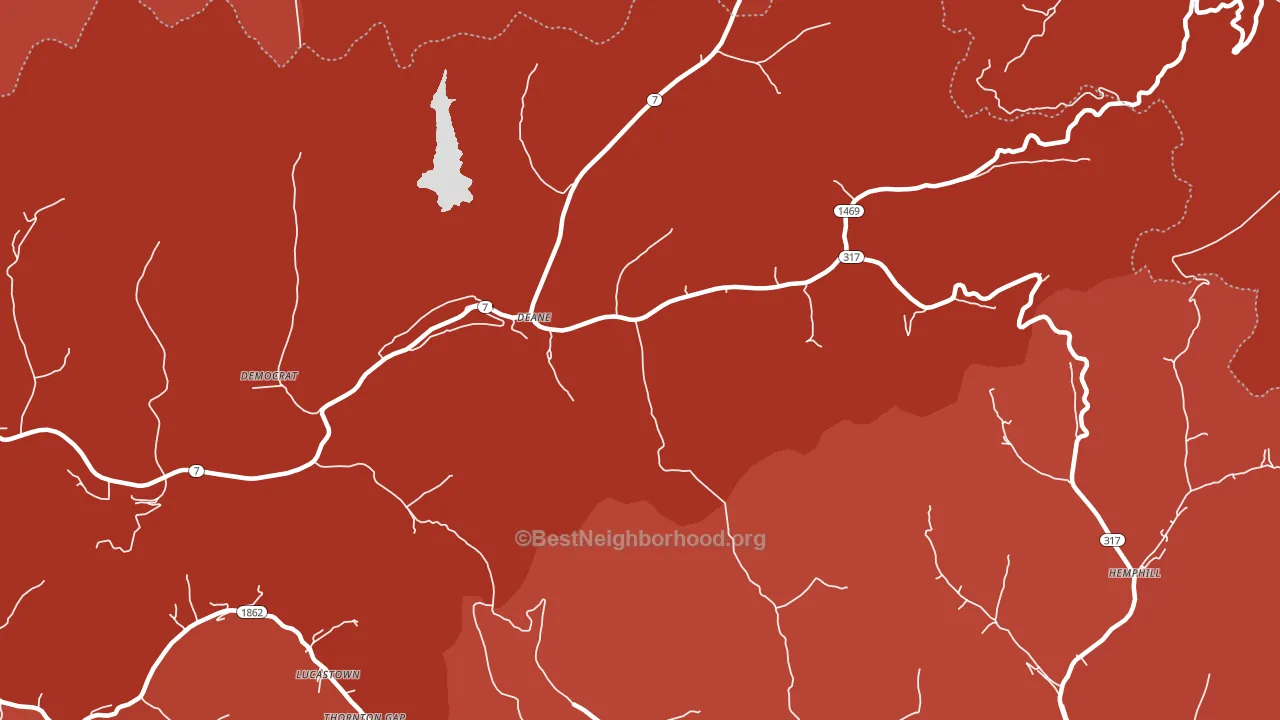 Deane, KY block-group political-lean map