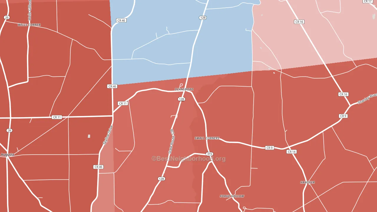 Deansboro, NY block-group political-lean map