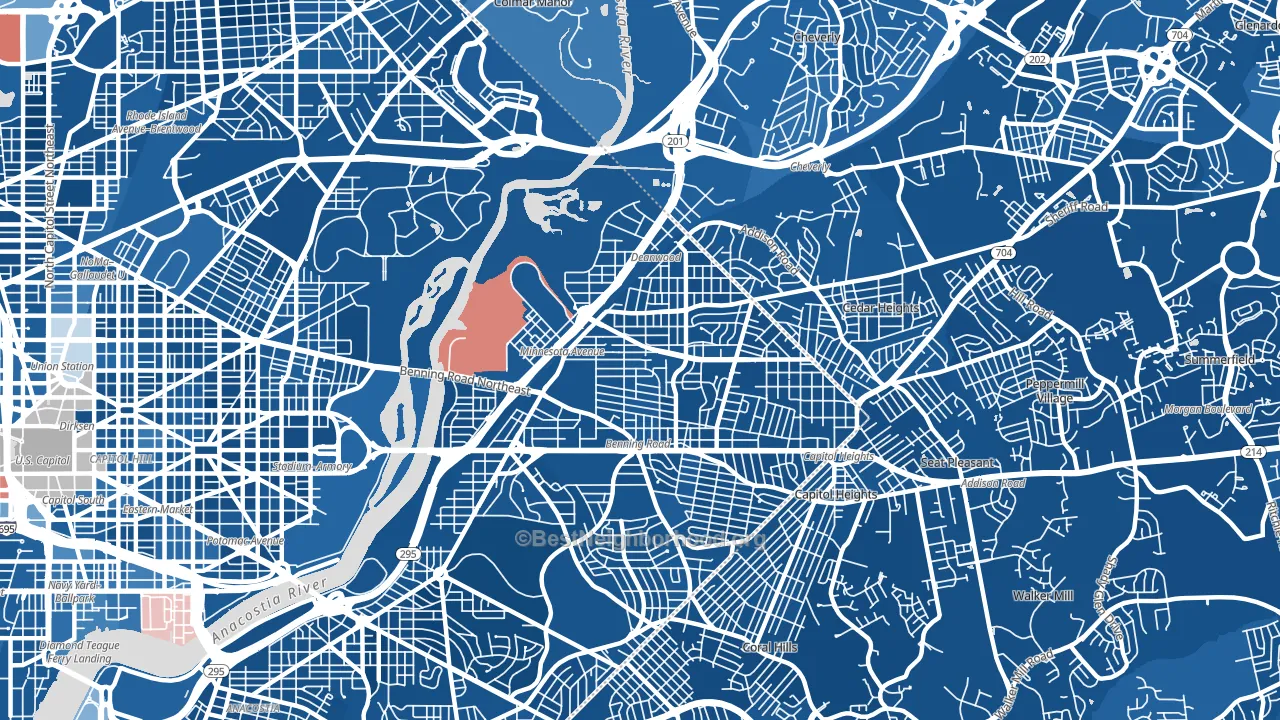 Deanwood, Washington, DC block-group political-lean map