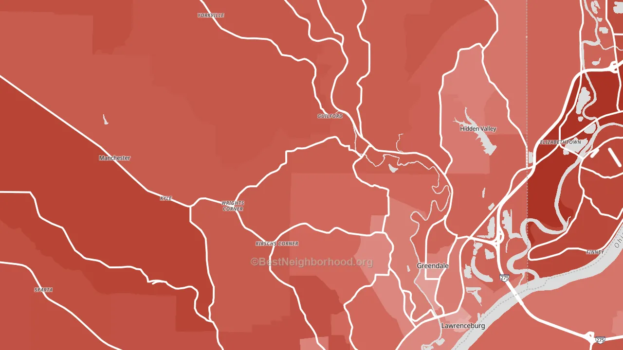 Dearborn County, IN block-group political-lean map