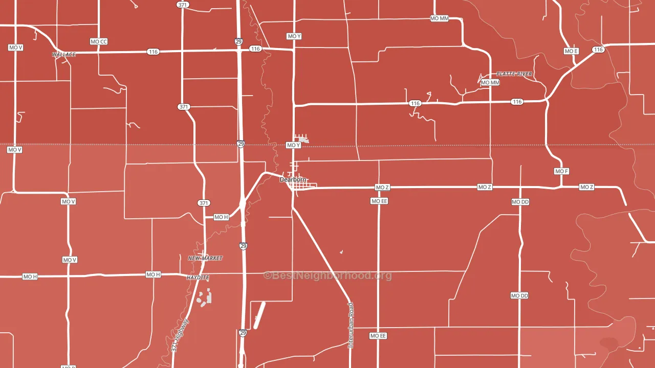 Dearborn, MO block-group political-lean map