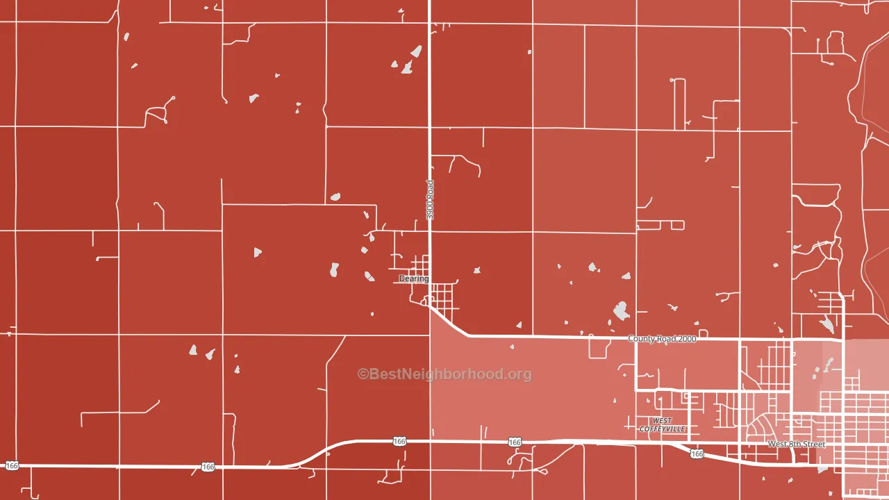Dearing, KS block-group political-lean map