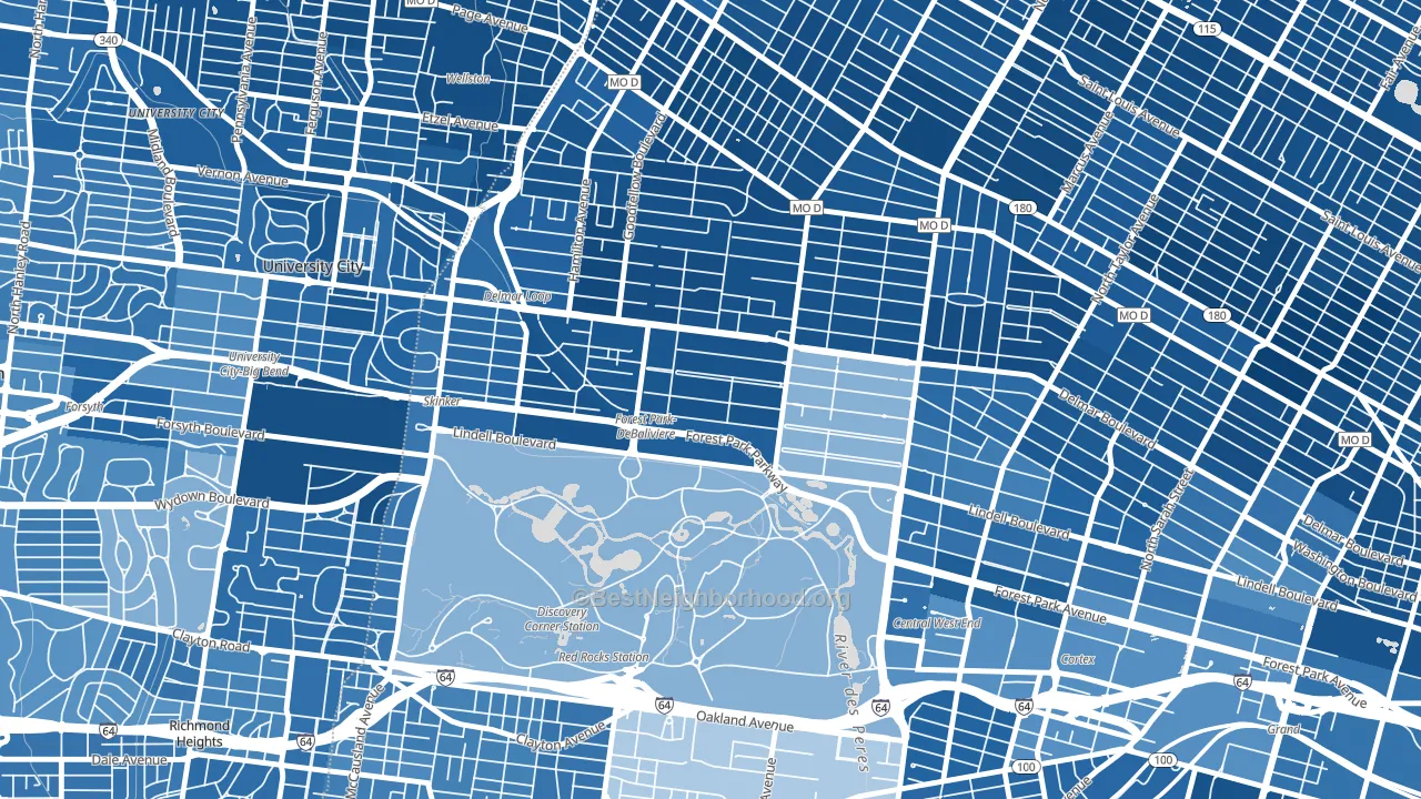 Debaliviere Place, St. Louis, MO block-group political-lean map