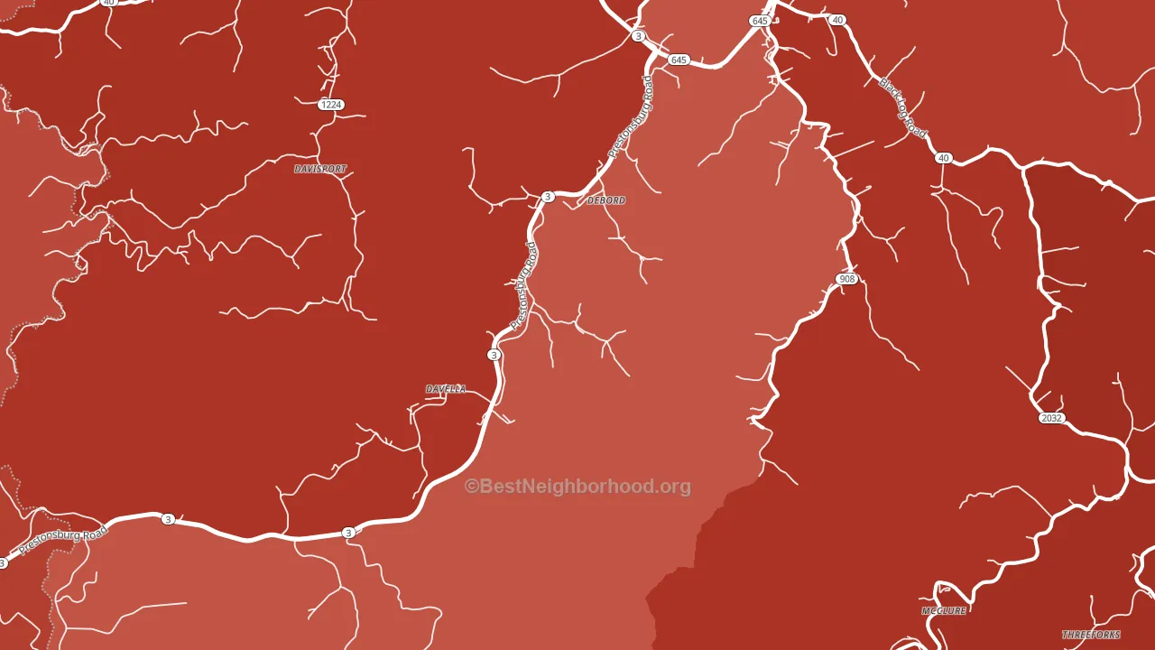 DeBord, KY block-group political-lean map