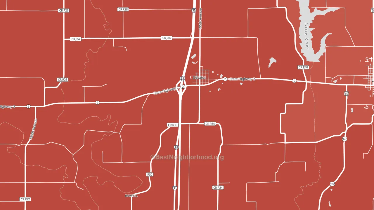 Decatur City, IA block-group political-lean map